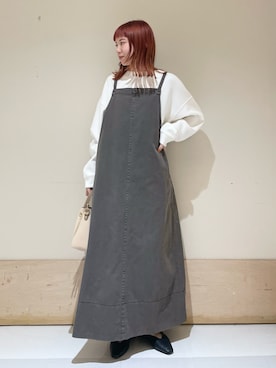 「ダンボール素材」｜「アイテム（ワンピース/ドレス）」を使った、ホンダ マユさん（レディース・152cm）の冬コーディネート