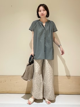 「ドットパンツ」｜ホンダ マユさん（レディース・152cm）の夏コーディネート