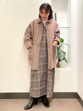 「ウールアウター」｜ホンダ マユさん（レディース・152cm）の秋コーディネート