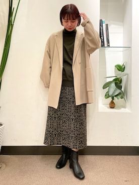 「ミドル丈コート」｜「アイテム（その他アウター）」を使った、ホンダ マユさん（レディース・152cm）の秋コーディネート
