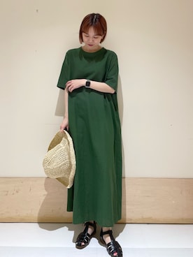 「URBAN RESEARCH DOORS（アーバンリサーチドアーズ）のリネンコットンバックリボンワンピース（ワンピース）」を使った、ホンダ マユさん（レディース・152cm）の春コーディネート