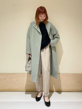 「ガウンコート」｜「アイテム（その他アウター）」を使った、ホンダ マユさん（レディース・152cm）の冬コーディネート