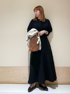 「DANTON（ダントン）のアイテム（ノーカラージャケット）」を使った、ホンダ マユさん（レディース・152cm）の春コーディネート
