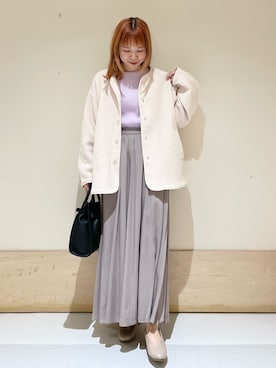「春服デビュー宣言」｜「アイテム（ノーカラージャケット）」を使った、ホンダ マユさん（レディース・152cm）の春コーディネート