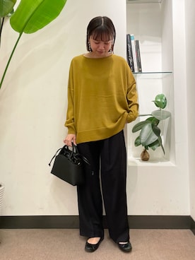 「マスタードイエロー」｜ホンダ マユさん（レディース・152cm）の秋コーディネート