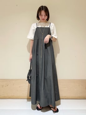 「URBAN RESEARCH DOORS（アーバンリサーチドアーズ）の『UR TECH WORKLUXE』デニムライクキャミワンピース（ワンピース）」を使った、ホンダ マユさん（レディース・152cm）の夏コーディネート