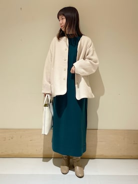 「キルトジャケット」｜「アイテム（ワンピース/ドレス）」を使った、ホンダ マユさん（レディース・152cm）の冬コーディネート