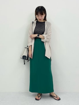 「URBAN RESEARCH DOORS（アーバンリサーチドアーズ）のダブルガーゼバンドカラーシャツ（シャツ/ブラウス）」を使った、ホンダ マユさん（レディース・152cm）の夏コーディネート