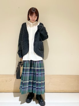「URBAN RESEARCH DOORS（アーバンリサーチドアーズ）の『佐藤栞里さん着用』コットン微起毛チュニックシャツ（シャツ/ブラウス）」を使った、ホンダ マユさん（レディース・152cm）の秋コーディネート