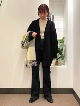「ミドル丈コート」｜「アイテム（その他アウター）」を使った、ホンダ マユさん（レディース・152cm）の冬コーディネート
