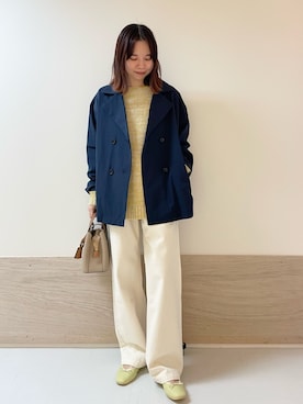 「ホワイトデニム」｜「アイテム（その他アウター）」を使った、ホンダ マユさん（レディース・152cm）の春コーディネート