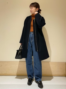 「リブニット」｜「アイテム（その他シューズ）」を使った、ホンダ マユさん（レディース・152cm）の冬コーディネート