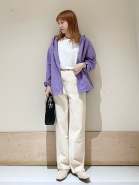 「ホワイトデニム」｜「アイテム（その他アウター）」を使った、ホンダ マユさん（レディース・152cm）の春コーディネート
