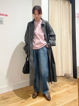 「スポーツミックス」｜「アイテム（ステンカラーコート）」を使った、ホンダ マユさん（レディース・152cm）の春コーディネート