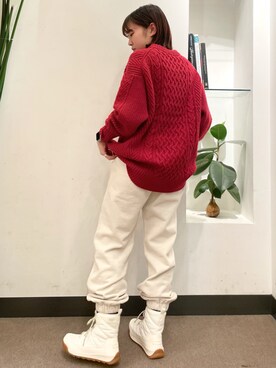 「ソレル」｜「アイテム（スウェットパンツ）」を使った、ホンダ マユさん（レディース・152cm）の秋コーディネート
