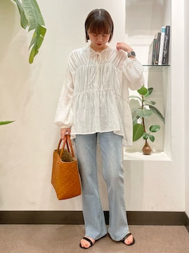 「フレアデニム」｜ホンダ マユさん（レディース・152cm）の春コーディネート