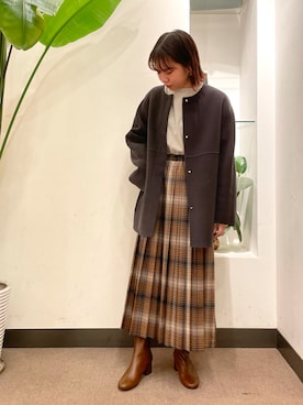 「ウールアウター」｜ホンダ マユさん（レディース・152cm）の秋コーディネート
