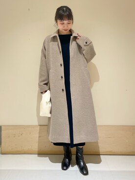 「RODE SKO」｜「アイテム（ステンカラーコート）」を使った、ホンダ マユさん（レディース・152cm）の冬コーディネート
