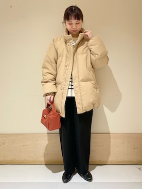 「RODE SKO」｜「アイテム（ダウンジャケット/コート）」を使った、ホンダ マユさん（レディース・152cm）の冬コーディネート