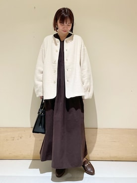 「キルトジャケット」｜「アイテム（その他アウター）」を使った、ホンダ マユさん（レディース・152cm）の秋コーディネート
