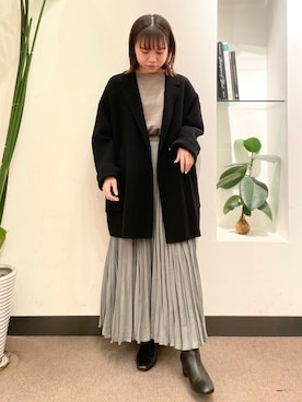 「ミドル丈コート」｜「アイテム（その他アウター）」を使った、ホンダ マユさん（レディース・152cm）の秋コーディネート