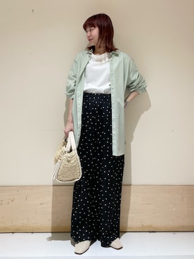 「ドットパンツ」｜ホンダ マユさん（レディース・152cm）の春コーディネート