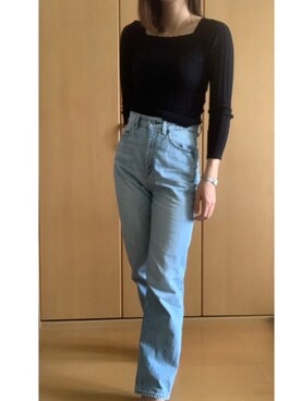 「GRL（グレイル）のアイテム（ニット/セーター、ブラック系）」を使った、関西ガールさん（レディース・161cm）の秋コーディネート