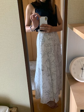 「INGNI（イング）の手書き風／花柄マーメイドスカート（スカート、ホワイト系）」を使った、関西ガールさん（レディース・161cm）の夏コーディネート