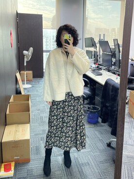 「no brand（ノーブランド）のアイテム（ノーカラージャケット）」を使った、shizukaさん（レディース・169cm）の秋コーディネート