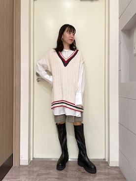 「ジーナシス」｜「アイテム（アクセサリー）」を使った、Ayukaさん（レディース・159cm）の秋コーディネート