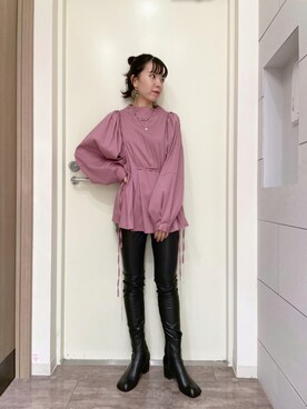 「ジーナシス」｜「アイテム（アクセサリー）」を使った、Ayukaさん（レディース・159cm）の秋コーディネート