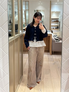 「アイテム（パンプス、イエロー系）」を使った、mamiさん（レディース・158cm）の秋コーディネート