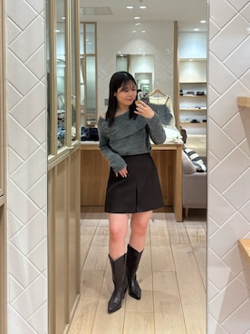 「mystic（ミスティック）のウエスタンブーツ（ブーツ）」を使った、mamiさん（レディース・158cm）の冬コーディネート