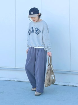 「アイテム（エコバッグ/サブバッグ）」を使った、𝚝𝚘𝚞.𝚊さん（レディース・152cm）の秋コーディネート