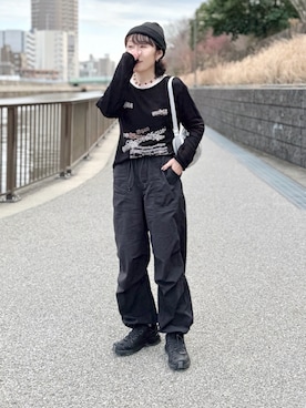 「LOWRYS FARM（ローリーズファーム）のチャームツキミニトートＢＡＧ 284096（トートバッグ、シルバー系）」を使った、𝚝𝚘𝚞.𝚊さん（レディース・152cm）の春コーディネート