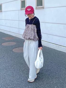 「アイテム（スウェットパンツ）」を使った、𝚝𝚘𝚞.𝚊さん（レディース・152cm）の秋コーディネート