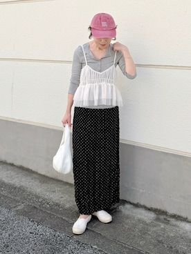 「ANGIE（アンジー）のアイテム」を使った、𝚝𝚘𝚞.𝚊さん（レディース・152cm）の春コーディネート