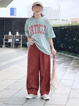 「chambre de charme（シャンブルドゥシャーム）のアイテム（パンツ）」を使った、𝚝𝚘𝚞.𝚊さん（レディース・152cm）の夏コーディネート