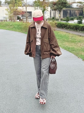 「JEANASIS（ジーナシス）のアイテム」を使った、𝚝𝚘𝚞.𝚊さん（レディース・152cm）の秋コーディネート