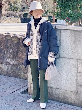 「wee9s（ウィークス）のアイテム（ダウンジャケット/コート）」を使った、𝚝𝚘𝚞.𝚊さん（レディース・152cm）の冬コーディネート