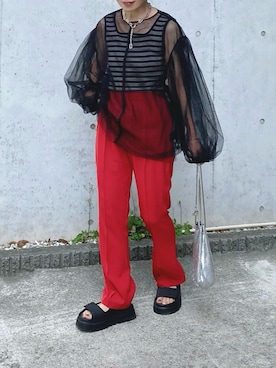 「SLOBE IENA（スローブイエナ）のアイテム（サンダル）」を使った、𝚝𝚘𝚞.𝚊さん（レディース・152cm）の夏コーディネート