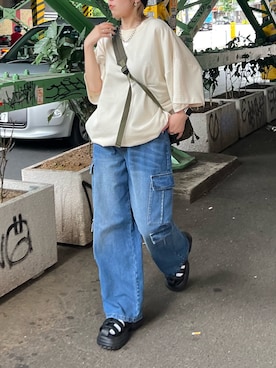 「PBLIM（ページボーイリム）のアイテム（サンダル）」を使った、はましおさん（レディース・158cm）の夏コーディネート