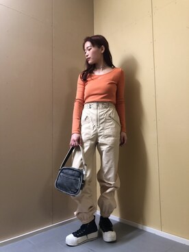「diesel」｜知奈津さん（レディース・156cm）の冬コーディネート