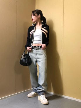 「DIESEL（ディーゼル）のアイテム（キャミソール）」を使った、知奈津さん（レディース・156cm）の春コーディネート
