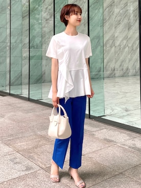 「オペークドットクリップ」｜OPAQUE.CLIPスタッフさん（レディース・158cm）の夏コーディネート