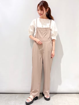 「OPAQUE.CLIP」｜「アイテム（オールインワン・サロペット）」を使った、OPAQUE.CLIPスタッフさん（レディース・158cm）の夏コーディネート