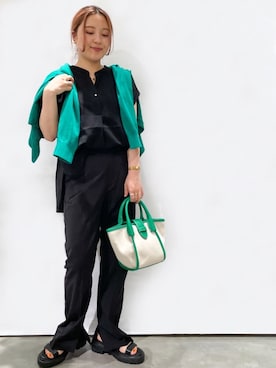 「オペークドットクリップ」｜OPAQUE.CLIPスタッフさん（レディース・158cm）の夏コーディネート