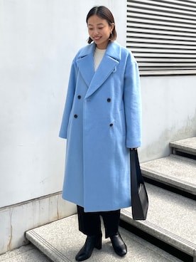 「ぺプラムトップス」｜「アイテム（チェスターコート）」を使った、OPAQUE.CLIPスタッフさん（レディース・158cm）の冬コーディネート