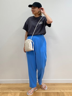 「オペークドットクリップ」｜OPAQUE.CLIPスタッフさん（レディース・158cm）の夏コーディネート