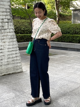 「オペークドットクリップ」｜OPAQUE.CLIPスタッフさん（レディース・158cm）の夏コーディネート